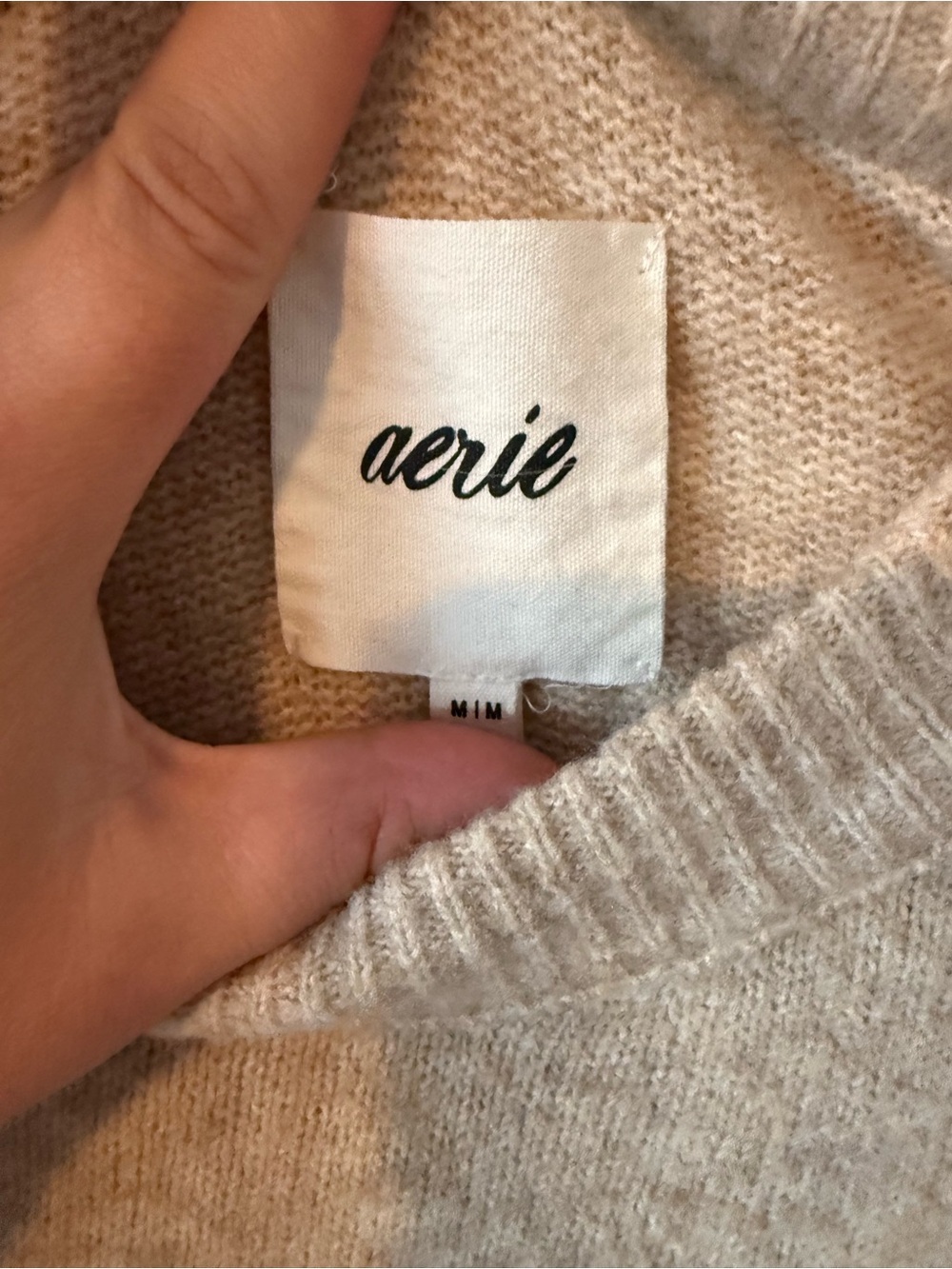 71. | aerie | unREAL Sweater | Beige Sweater with Black Stripes | M - Picture 6 of 7